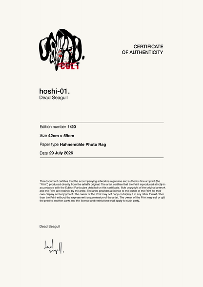 hoshi-01. — Certificate of Authenticity